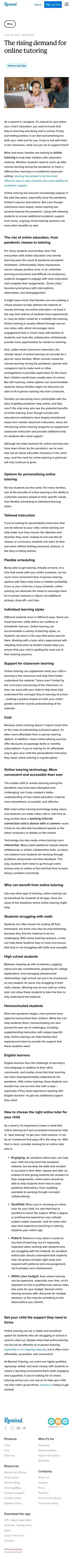The rising demand for online tutoring | Remind mobile view