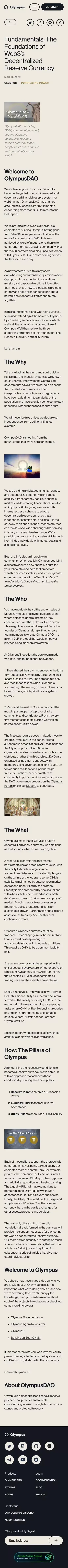 Olympus Blog | Fundamentals: The Foundations of Web3’s Decentralized Reserve Currency mobile view