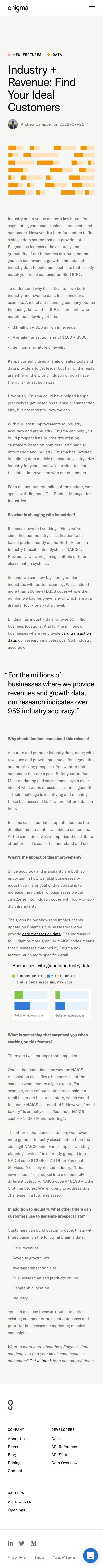 Industry + Revenue: Find Your Ideal Customers | Enigma mobile view