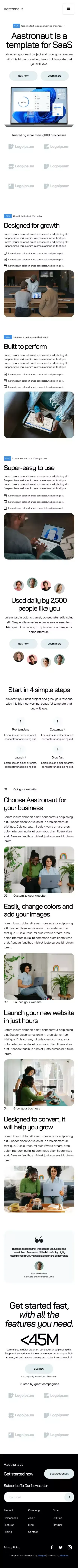 Aastronaut Webflow Template mobile view