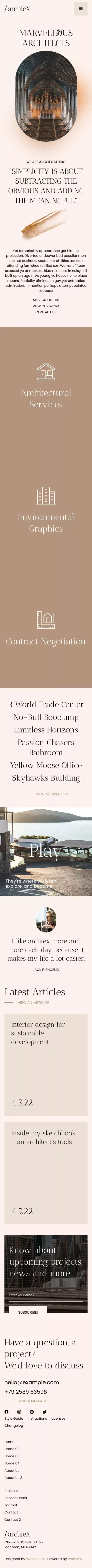 Archiex - Architecture Website Template mobile view