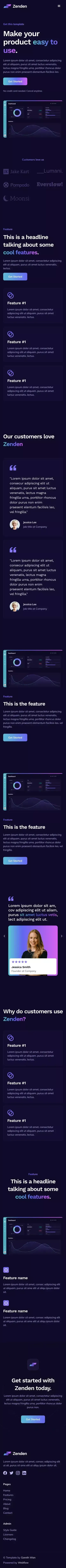 Zenden - Webflow HTML website template mobile view