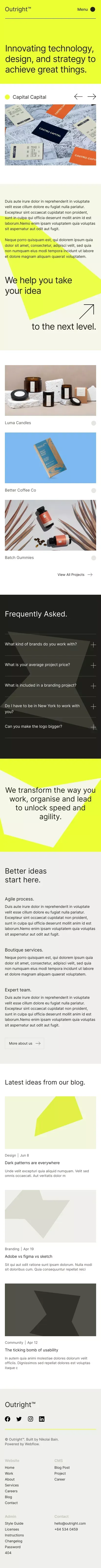 Outright - Webflow HTML website template mobile view