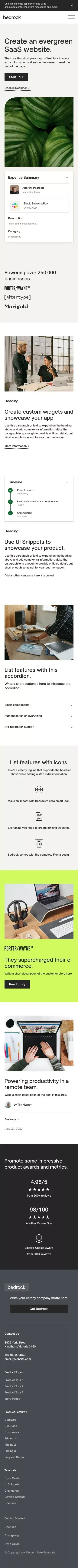Bedrock - Webflow HTML Website Template mobile view