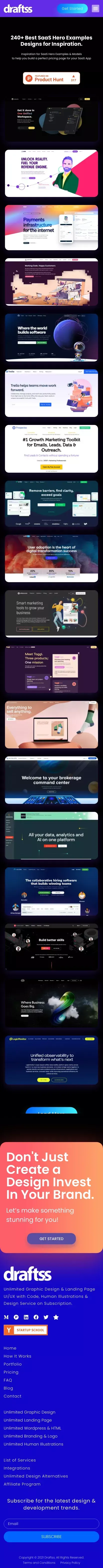 Draftss – Best SaaS Hero Sections mobile view