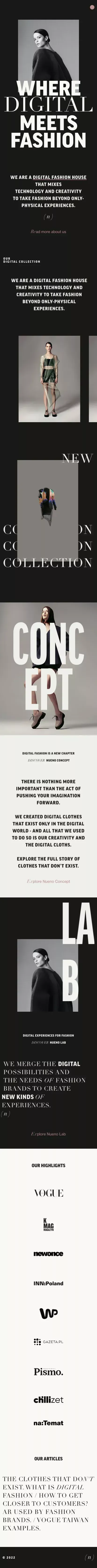 NUENO â digital fashion mobile view