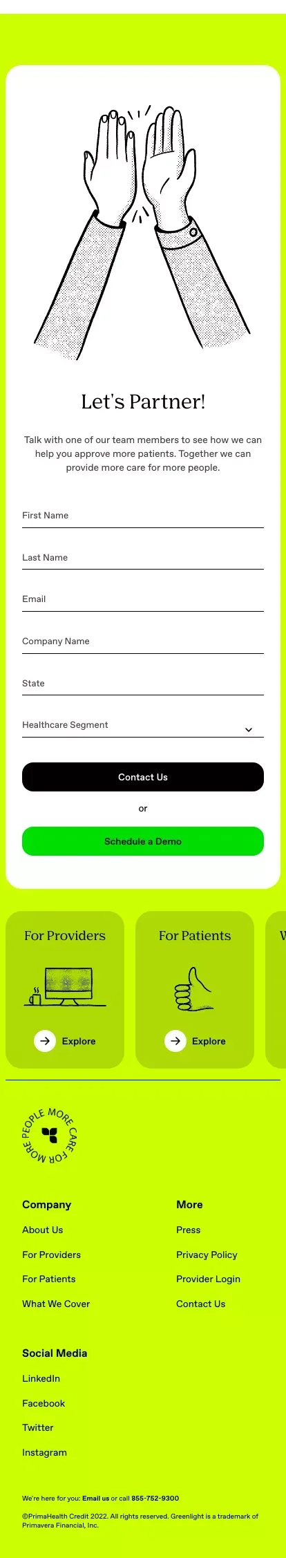 Let's Partner | PrimaHealth Credit mobile view