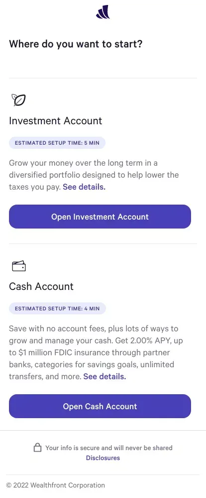 Investment Management, Online Financial Advisor | Wealthfront mobile view