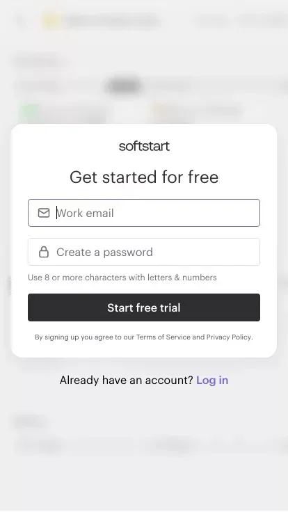 Softstart mobile view