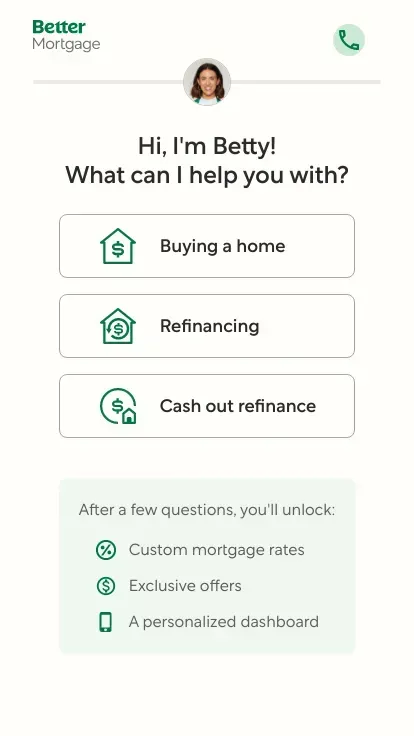 Start your Mortgage Journey | Better Mortgage mobile view