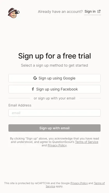 QuestionScout mobile view