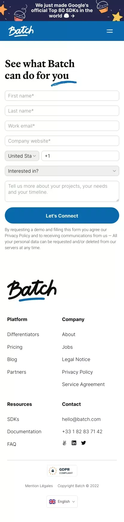 Batch | Contact us mobile view