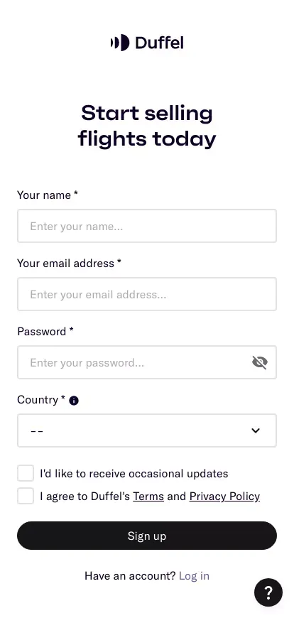 Duffel – Join mobile view