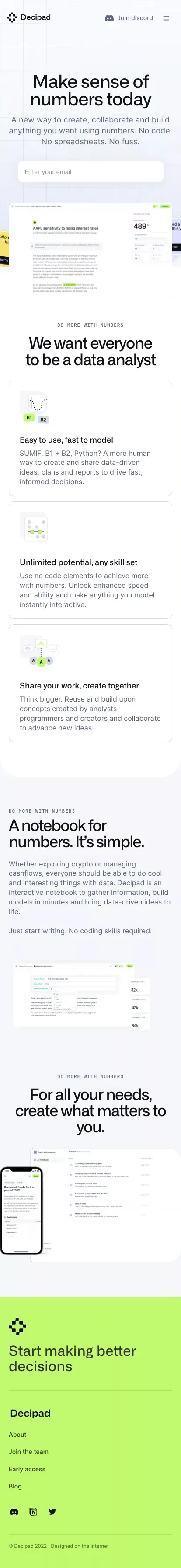 Decipad — Make sense of numbers mobile view