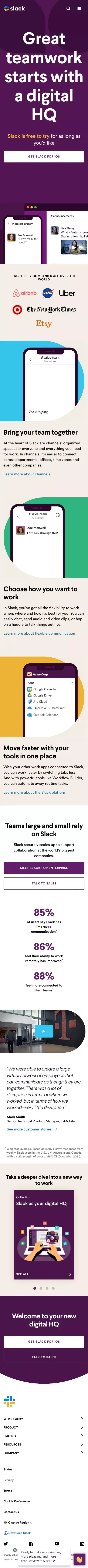 Slack is your digital HQ | Slack mobile view