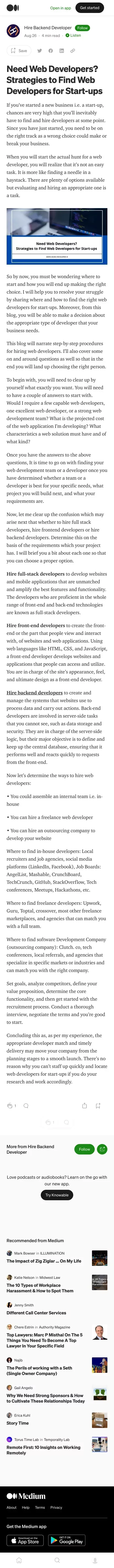 Need Web Developers? Strategies to Find Web Developers for Start-ups | by Hire Backend Developer | Aug, 2022 | Medium mobile view