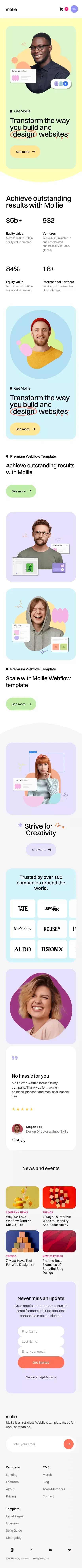 Mollie - Webflow Website Template mobile view