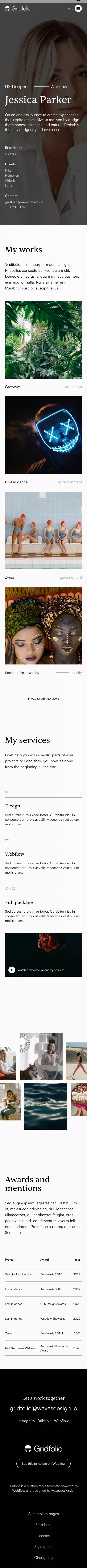 Home V1 | Gridfolio | Webflow Ecommerce website template mobile view