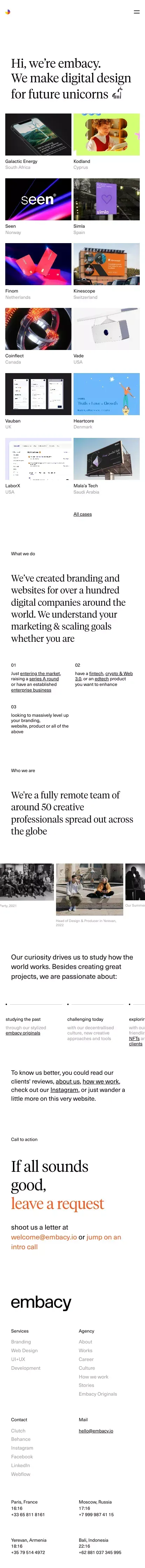 Hi, we’re embacy. mobile view