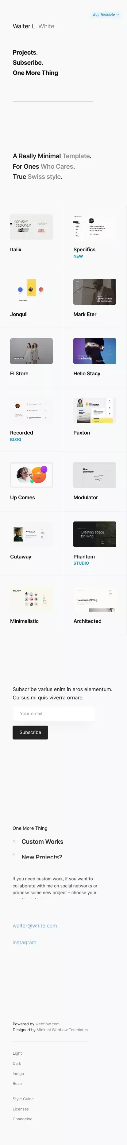Walter White – Webflow HTML Website Template mobile view