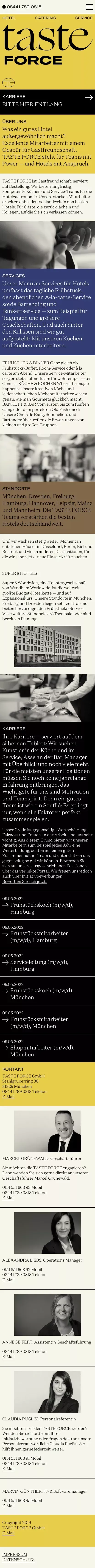 Startseite - Taste Force mobile view