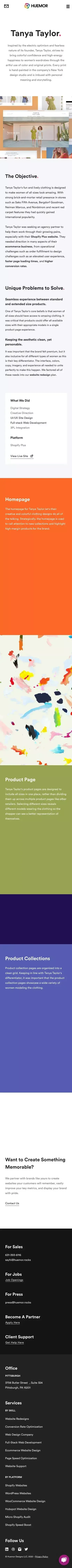 CRO & Website Redesign Case Study for Tanya Taylor – Huemor mobile view