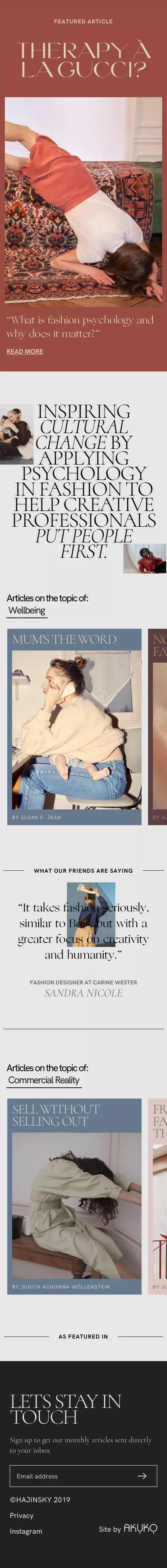 Home — HAJINSKY Magazine mobile view