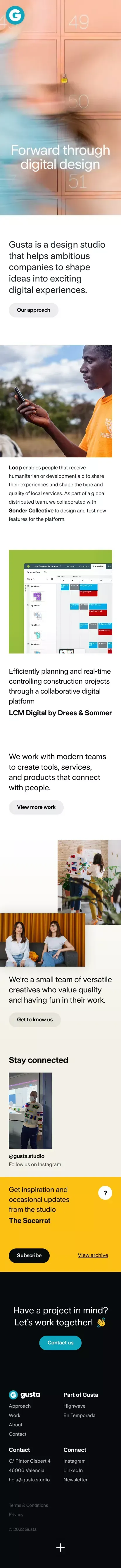 Gusta – Digital design studio in Valencia mobile view