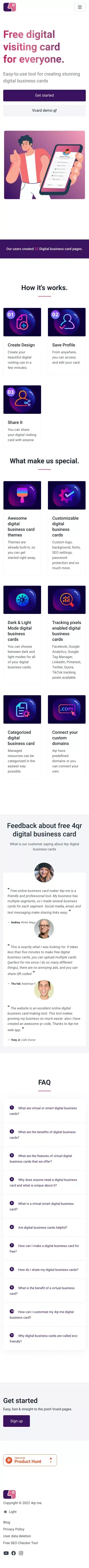 Create Digital Visiting Card Online Free - 4qr.me mobile view