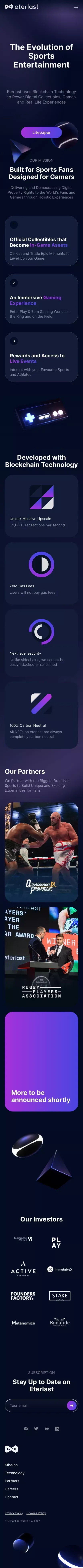 Eterlast - The Evolution of Sports Entertainment mobile view