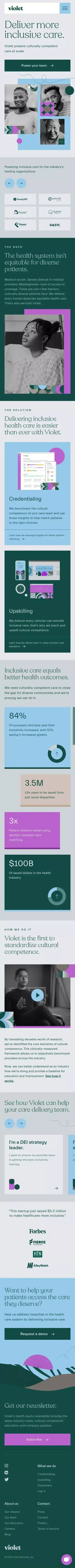 Deliver more inclusive care. | Violet mobile view