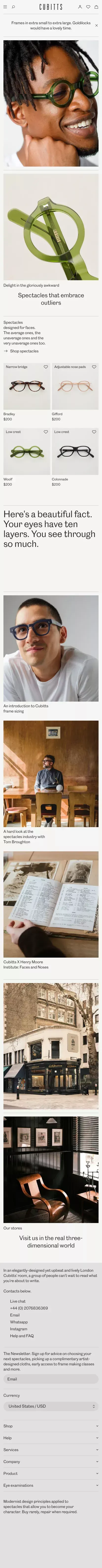 Cubitts: The Modern Spectacle Maker mobile view