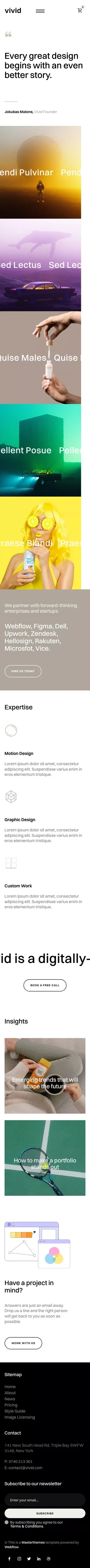 Vivid - Webflow Ecommerce website template mobile view