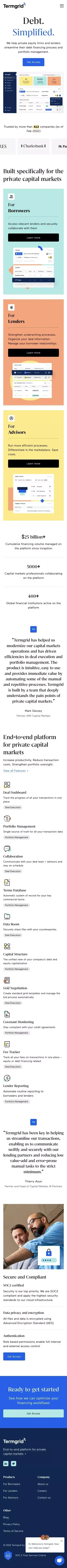 Termgrid - Debt Financing Simplified mobile view