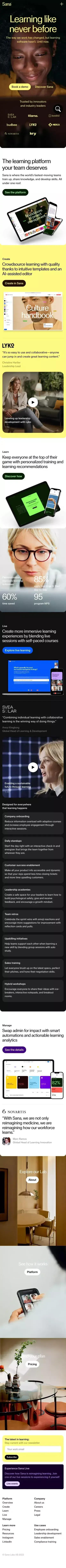 Personalized, collaborative learning | Sana Labs mobile view