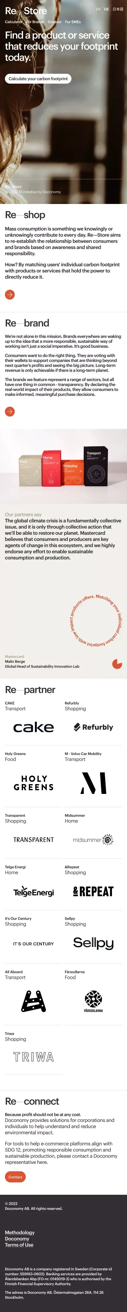 Re—Store mobile view