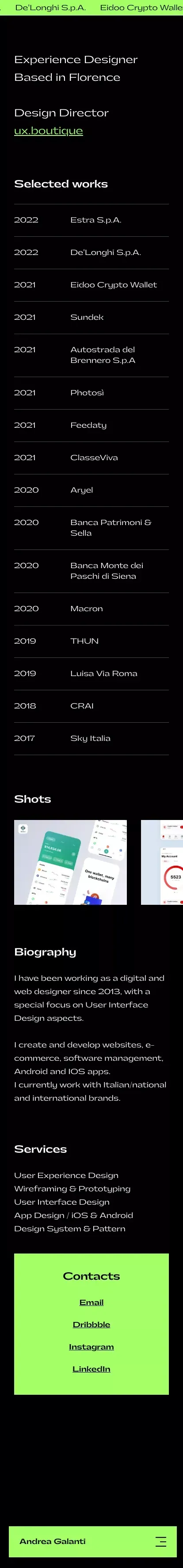 Andrea Galanti mobile view