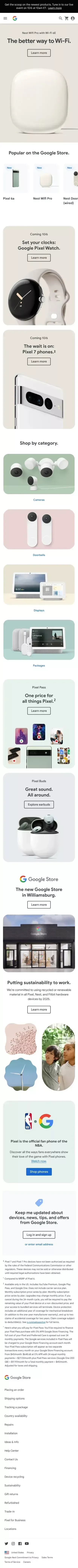 Google Store for Google Made Devices & Accessories mobile view