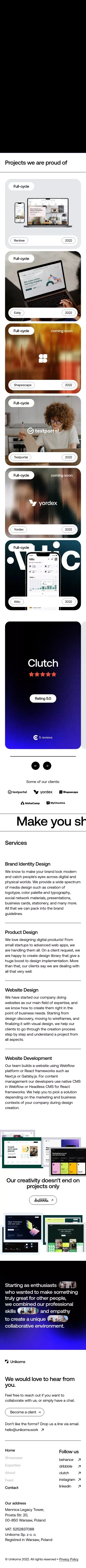 Unikorns |  Creative Design and Development Agency mobile view