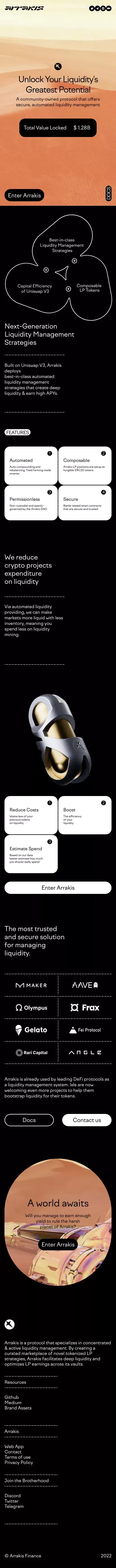 Arrakis Finance - Web3's Liquidity Layer mobile view