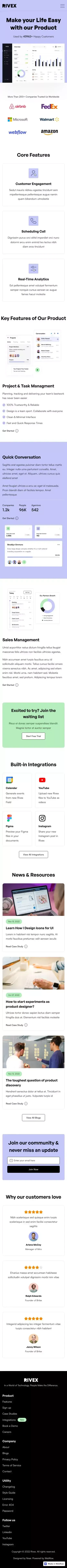 Rivex Webflow website HTML template mobile view