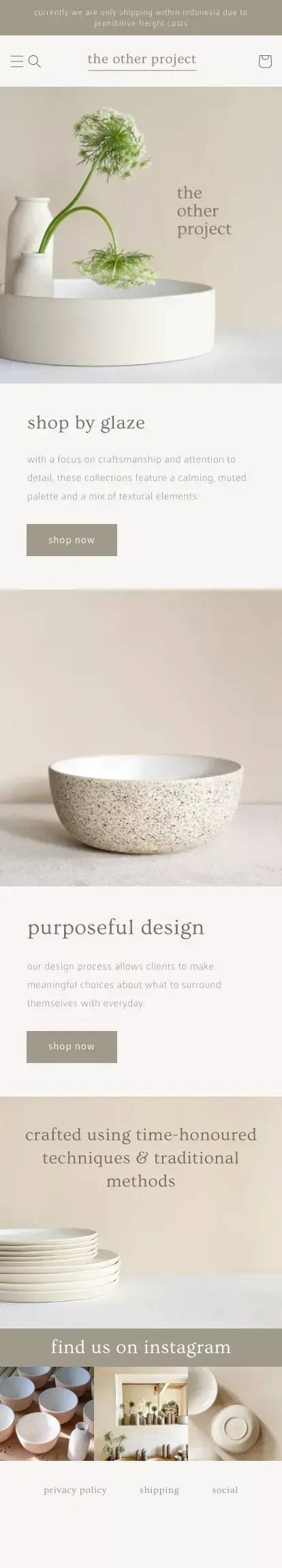 The Other Project Ceramics mobile view