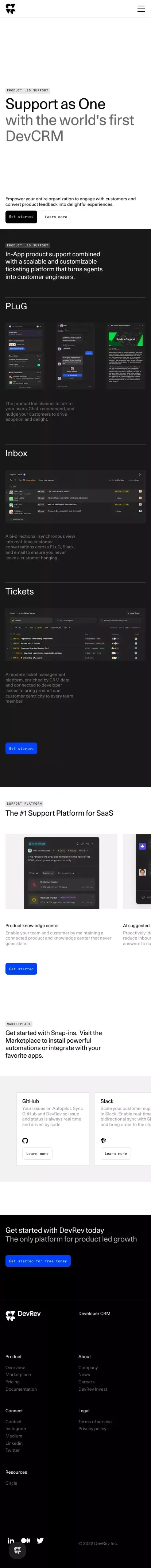 DevRev | Product Led Support mobile view