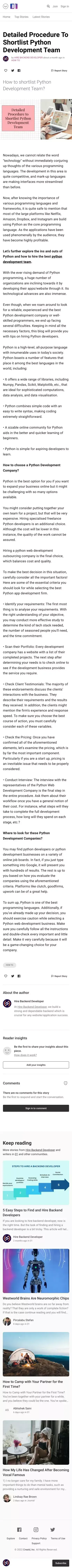 Detailed Procedure To Shortlist Python Development Team

 | 01 mobile view