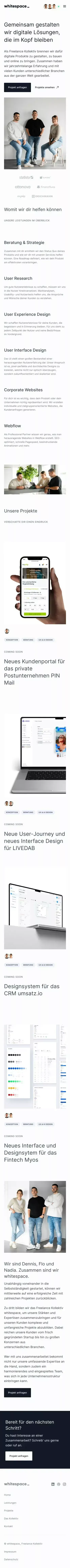 whitespace Freelance Kollektiv für UX, UI und Websites mobile view