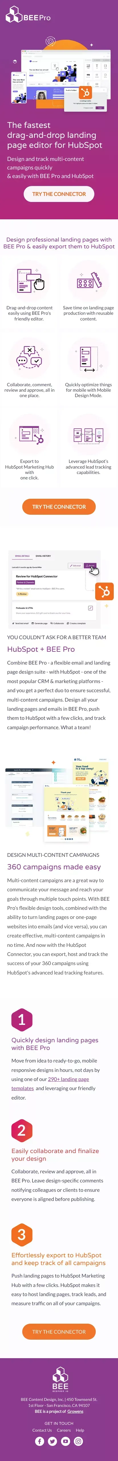 The fastest drag-and-drop landing page editor for HubSpot | BEE Pro mobile view
