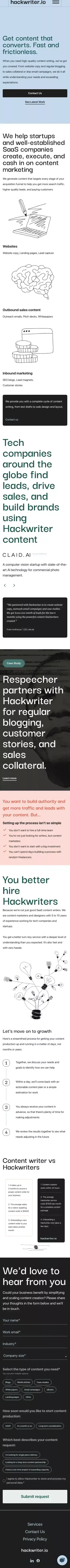 Hackwriter.io | Get content that converts. mobile view