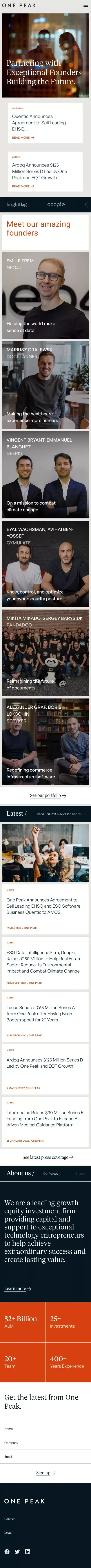 One Peak | Growth Investors mobile view