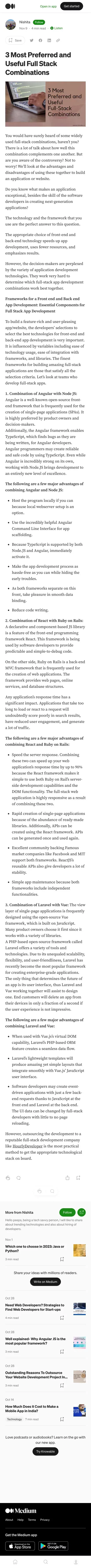 3 Most Preferred and Useful Full Stack Combinations | by Nishita | Nov, 2022 | Medium mobile view