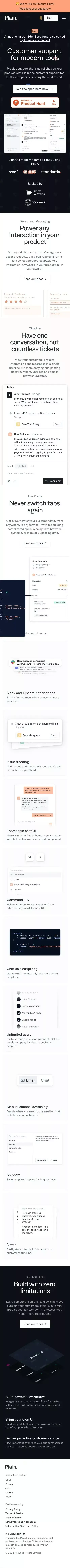 Plain - Customer support for modern tools mobile view